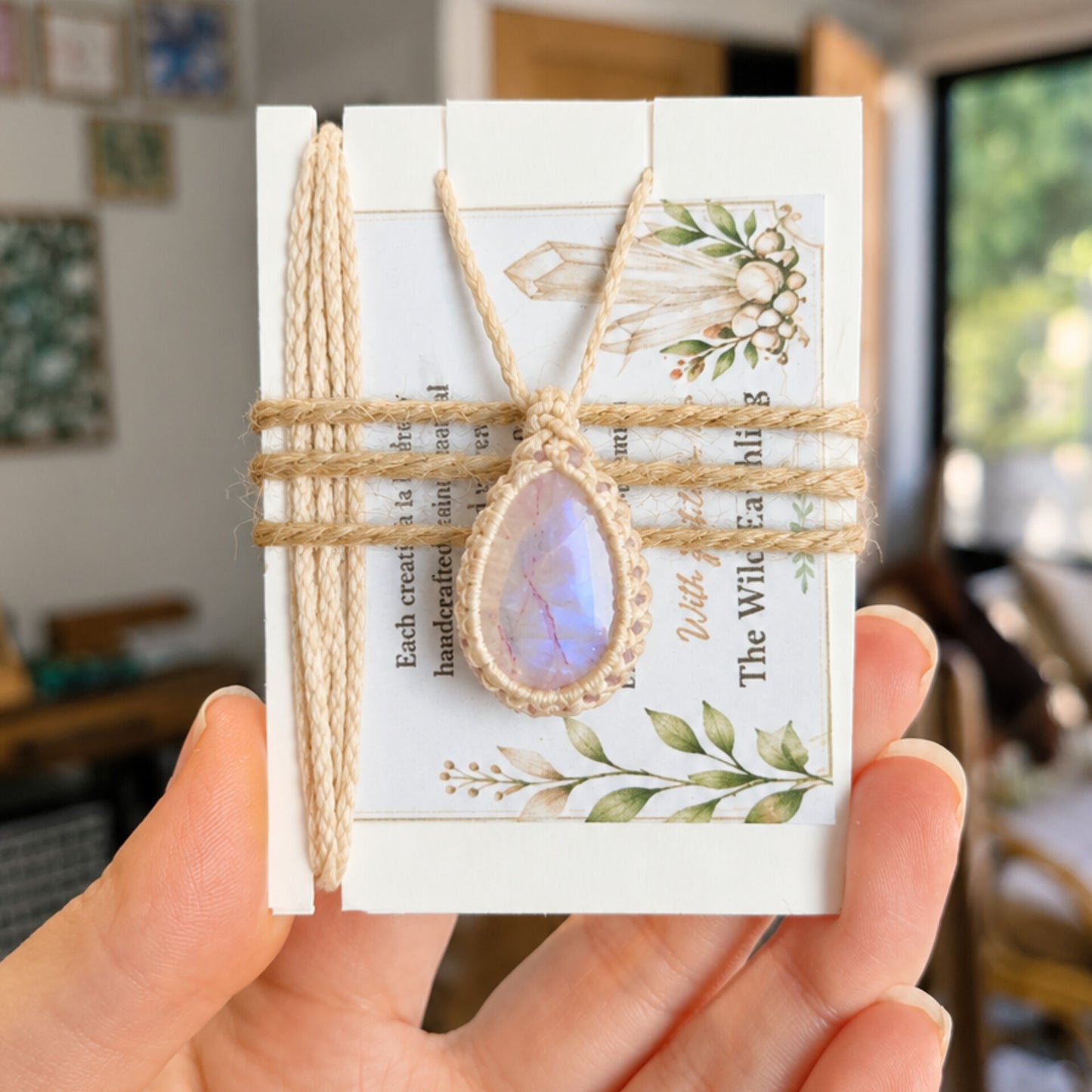 Pink Moonstone Wrapped in Cream
