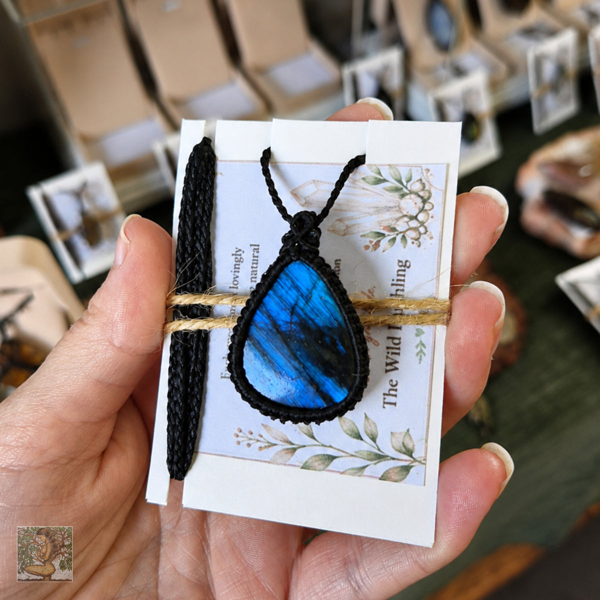 Labradorite Wrapped in Black