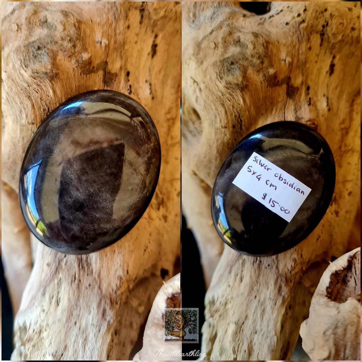 Silver Sheen Obsidian Palmstone 36g