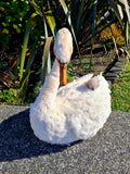 Life Sized Hand Crafted White Swan and Baby Cygnet