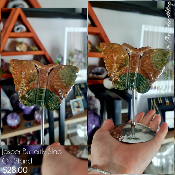 Jasper Butterfly Slab on Stand