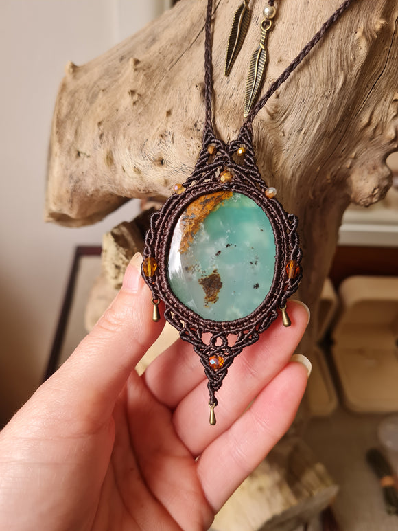 Chrysoprase Wrapped in Dark Mocca
