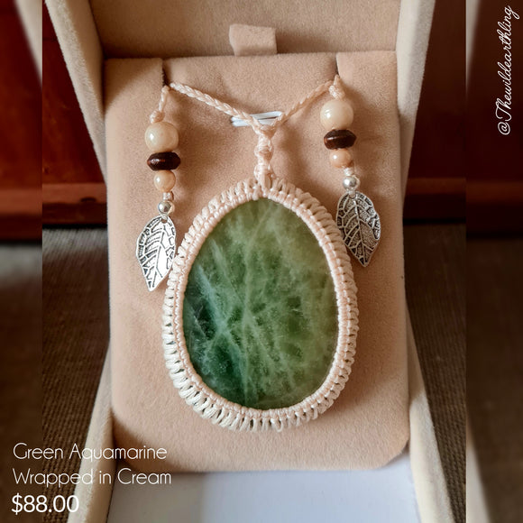 Green Aquamarine Wrapped in Cream
