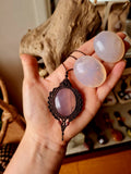 Lilac Rose Quartz Wrapped in Dark Mocca