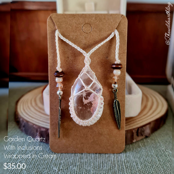 Garden Quartz with Inclusions Wrapped in Cream