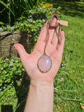 Pearl Rose Quartz Wrapped in Flaxseed