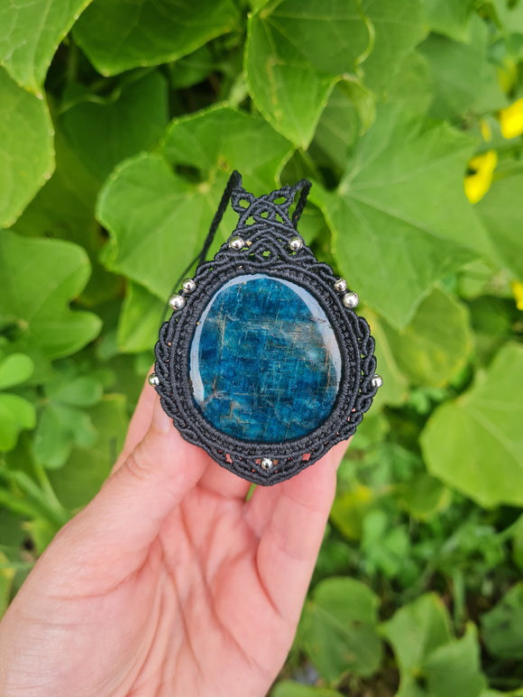 Blue Apatite Wrapped in Black