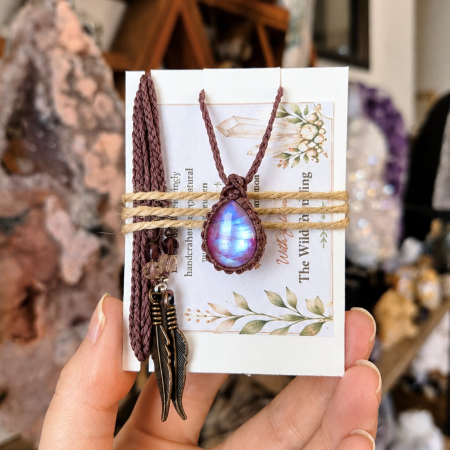 Pink Moonstone Wrapped in Dusty Pink
