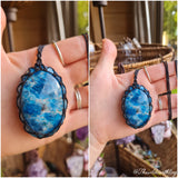 Blue Apatite wrapped in Black