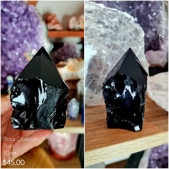 Black Obsidian semi Polished 85mm