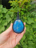 Blue Flash Labradorite Wrapped in Black