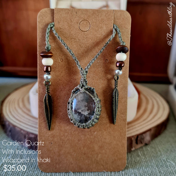 Garden Quartz with Inclusions Wrapped in Khaki