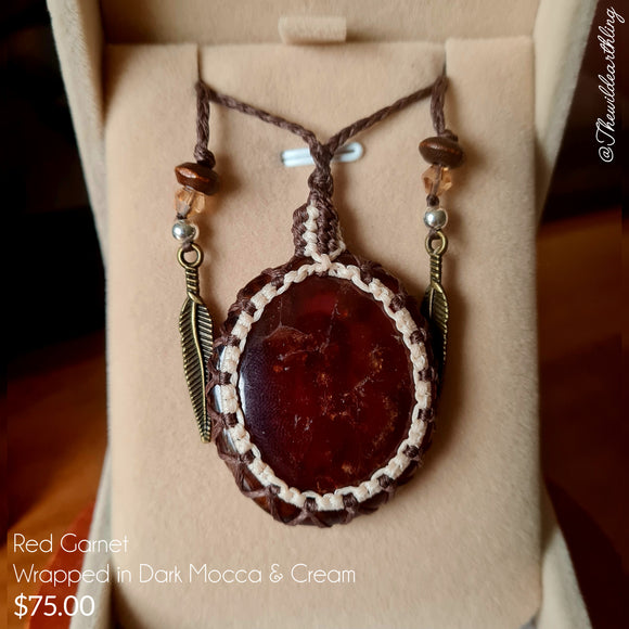 Red Garnet Wrapped in Dark Mocca & Cream