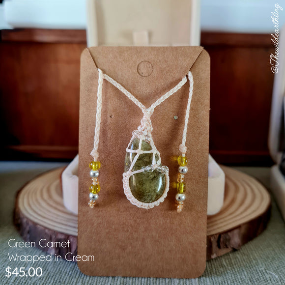 Green Garnet Wrapped in Cream
