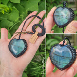 Blue Flash Labradorite Wrapped in Black
