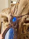 Blue Azurite and Labradorite Wrapped in Dark Mocca