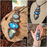 Labradorite & Moonstone set in Polymerclay