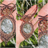 Moss Agate Wrapped in Flaxseed & Dark Mocca