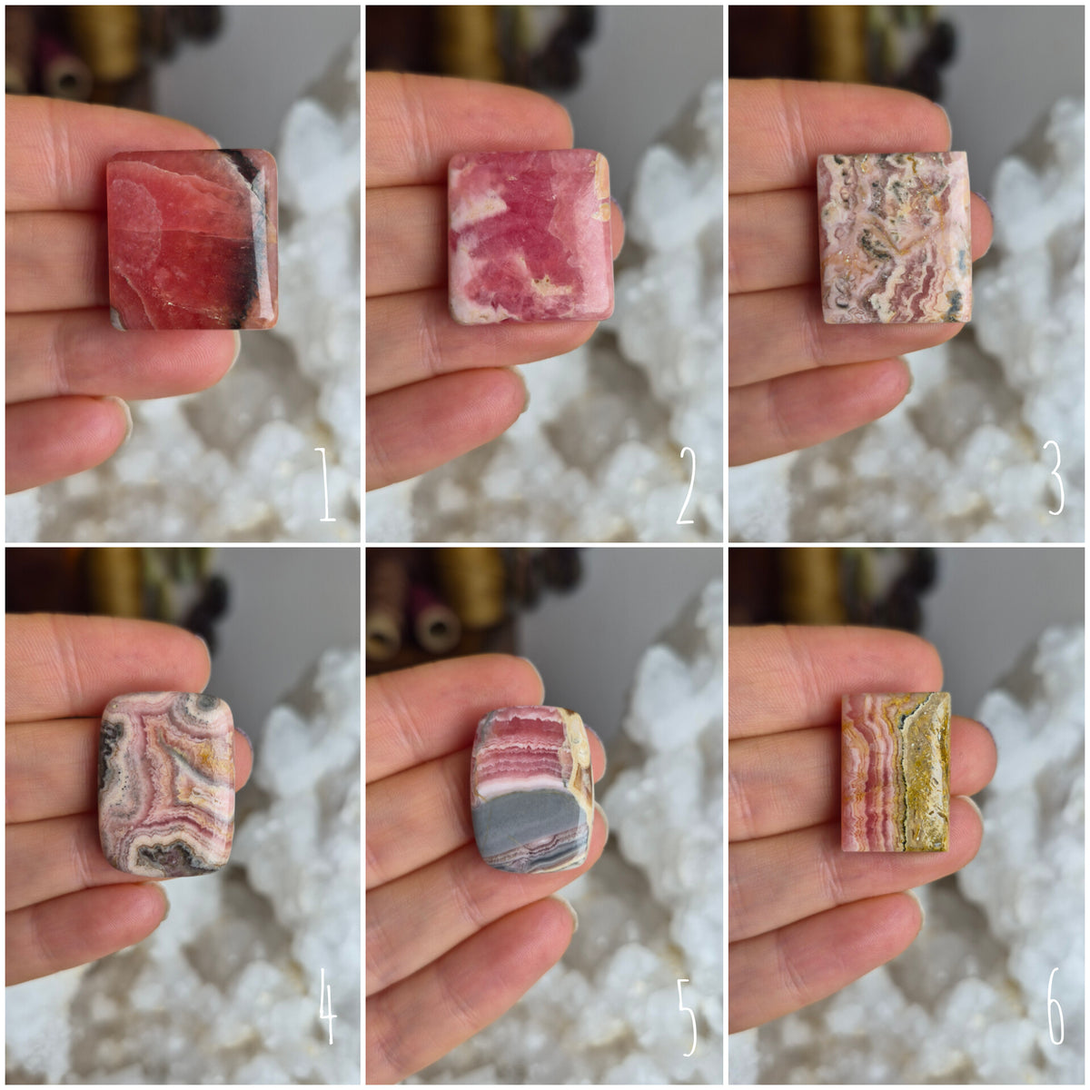 Rhodochrosite Square Cabochons