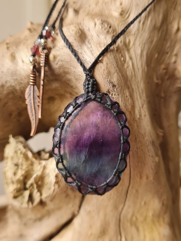 Rainbow Fluorite Wrapped in Black