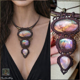 Purple Labradorite Wrapped in Dark Mocca