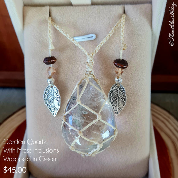 Garden Quartz With Inclusions Wrapped in Cream