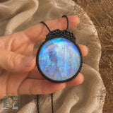 Rainbow Moonstone Wrapped in Black
