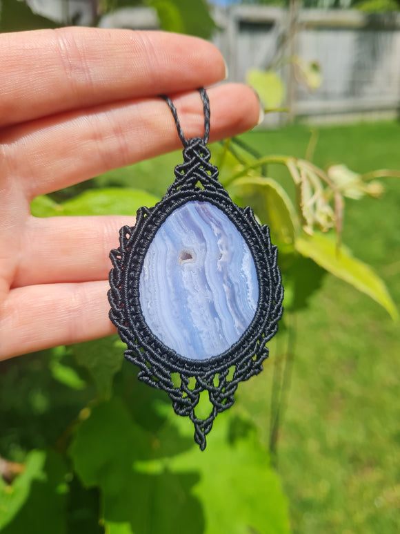 Blue Lace Agate Wrapped in Black