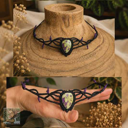 Atlantisite Wrapped in Black with Violet Leaves