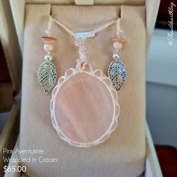 Pink Aventurine Wrapped in Cream