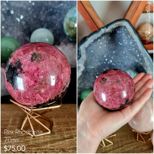 Pink Rhodonite Sphere 70mm