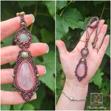 Rose Quartz & Aventurine Wrapped in Dusk Pink and Dark Mocca