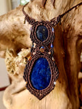 Blue Azurite and Labradorite Wrapped in Dark Mocca