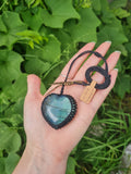Blue Flash Labradorite Wrapped in Black