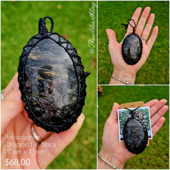 Arfvedsonite Wrapped in Black 70mm x 45mm