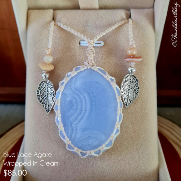 Blue Lace Agate Wrapped in Cream
