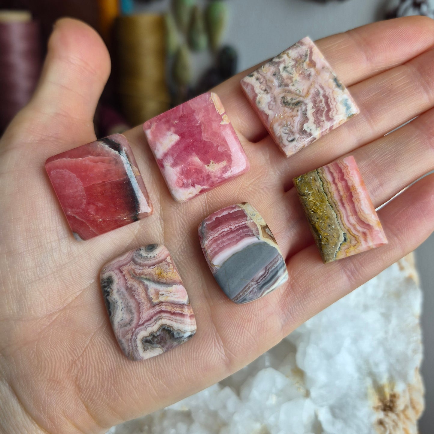 Rhodochrosite Square Cabochons