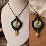Green/Gold Labradorite Wrapped in Black