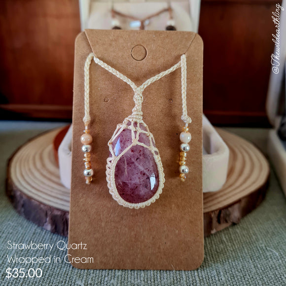 Strawberry Quartz Wrapped in Cream