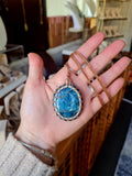 Blue Apatite Wrapped in Caramel & Cream