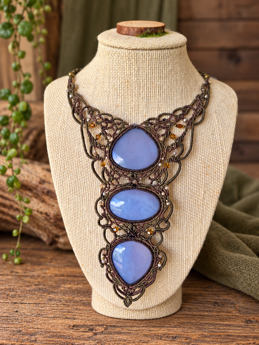 Chalcedony Trio Wrapped in Khaki Green & Flaxseed