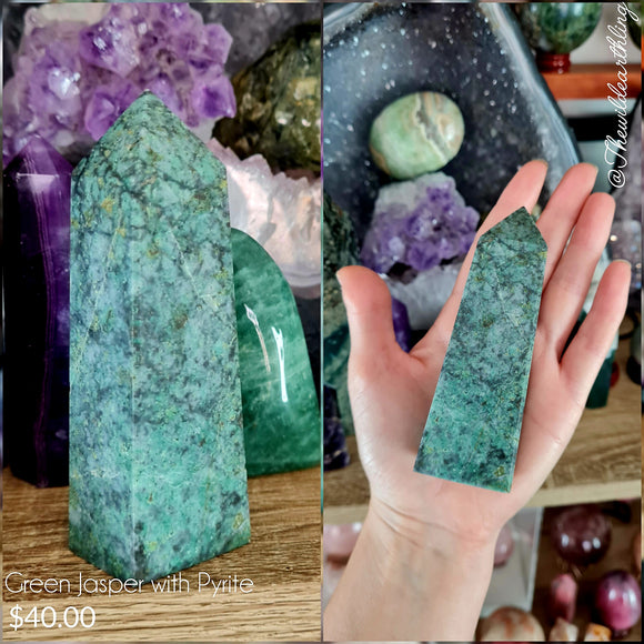 Green Web Jasper with Pyrite 105mm