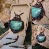 Green Labradorite Wrapped in Dark Mocca