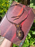 Feldspar and Rutile Quartz Wrapped in Dark Mocca