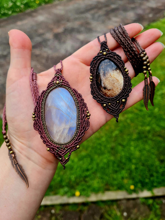 Blue pearl Moonstone & Black Opal