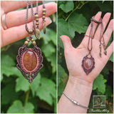 Strawberry Quartz Wrapped in Dusk Pink and Dark Mocca