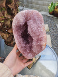 Giant Pink Amethyst Geode on Stand
