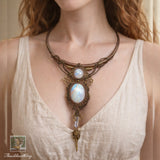 Moonstone Choker with Hanging Opalite