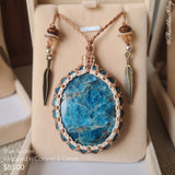 Blue Apatite Wrapped in Caramel & Cream