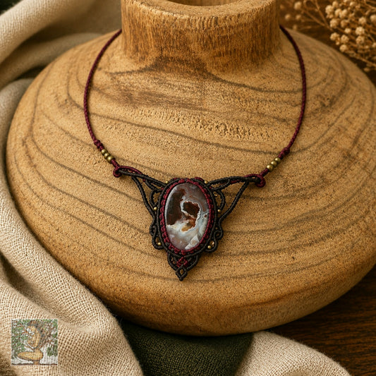 Scenic Chalcedony & Green Aquamarine Wrapped in Deep Red & Dark Mocca